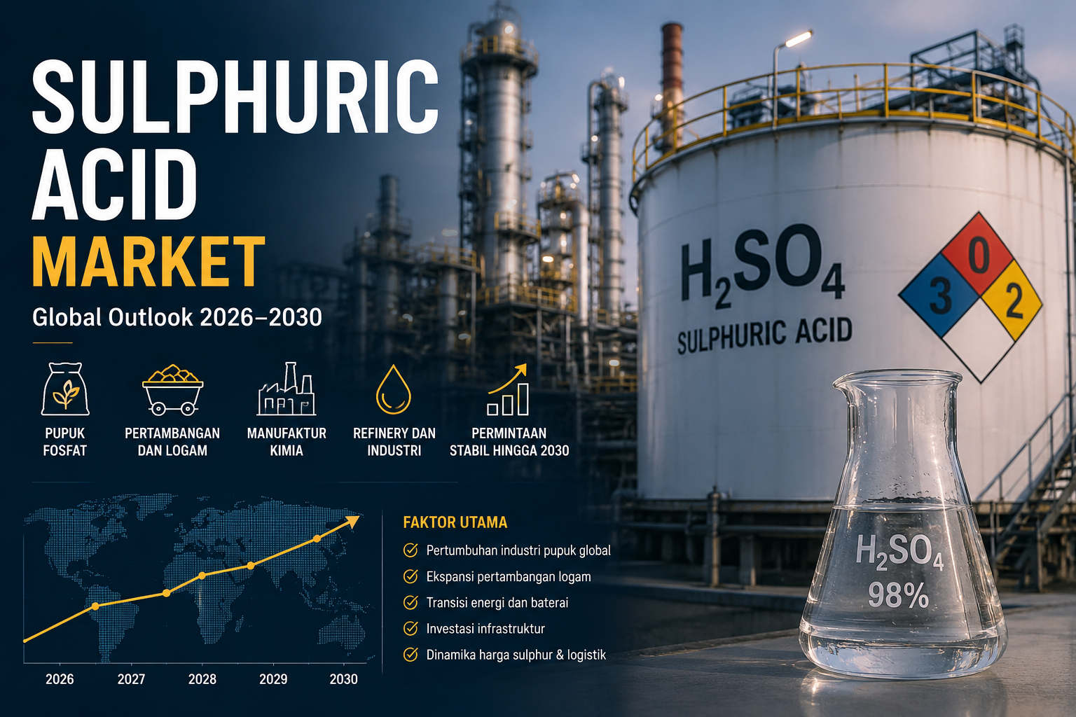 Industri Sulphuric Acid Diprediksi Tetap Tumbuh Stabil Hingga 2030